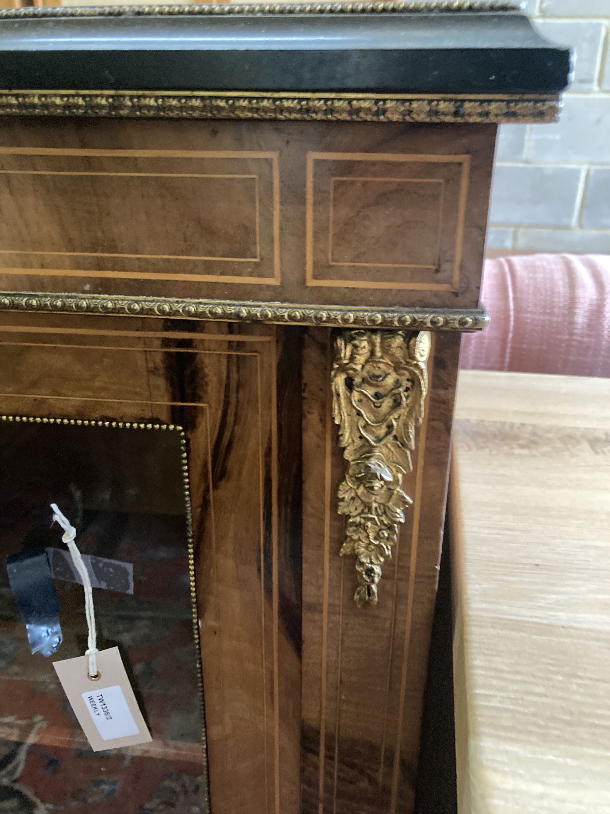 A Victorian walnut pier cabinet, width 76cm, depth 34cm, height 107cm